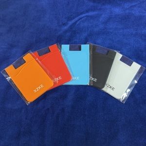 Set of 5 Silicone Phone Card/Cash Holder.  New.